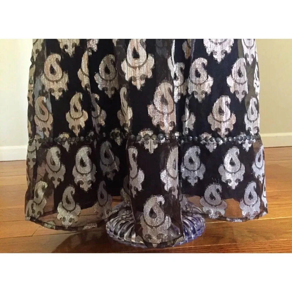 Free People Black & Metallic Paisley Racerback Dress – Size 4